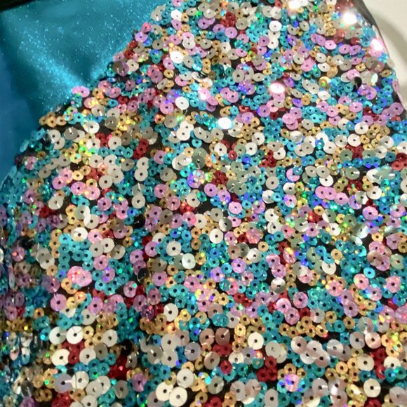 (9) Child Girl Curtain Call Assymetrical Hem Neckline Multi Sequin Tunic XL - Picture 3 of 6